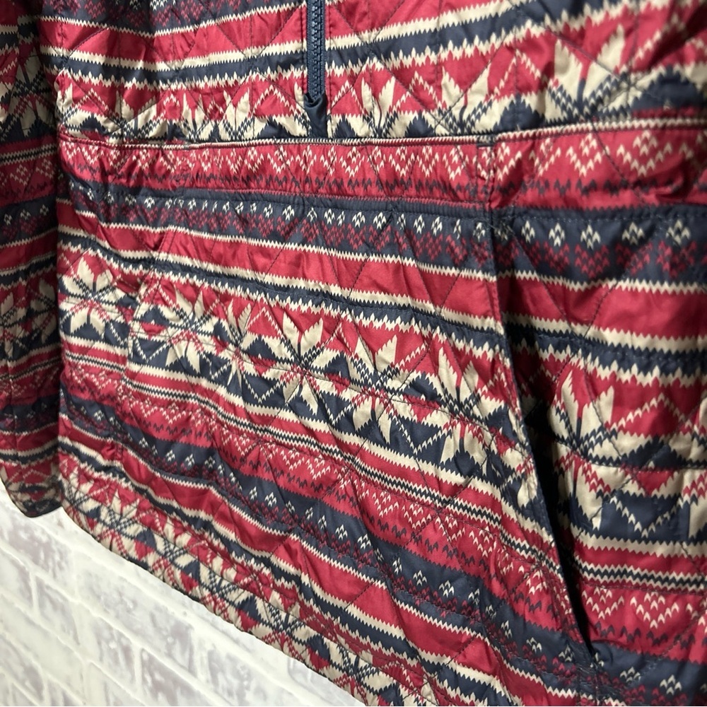 LL Bean Women's Small Katahdin Insulated Pullover Jacket Fair Isle Print Quilted - Picture 4 of 10